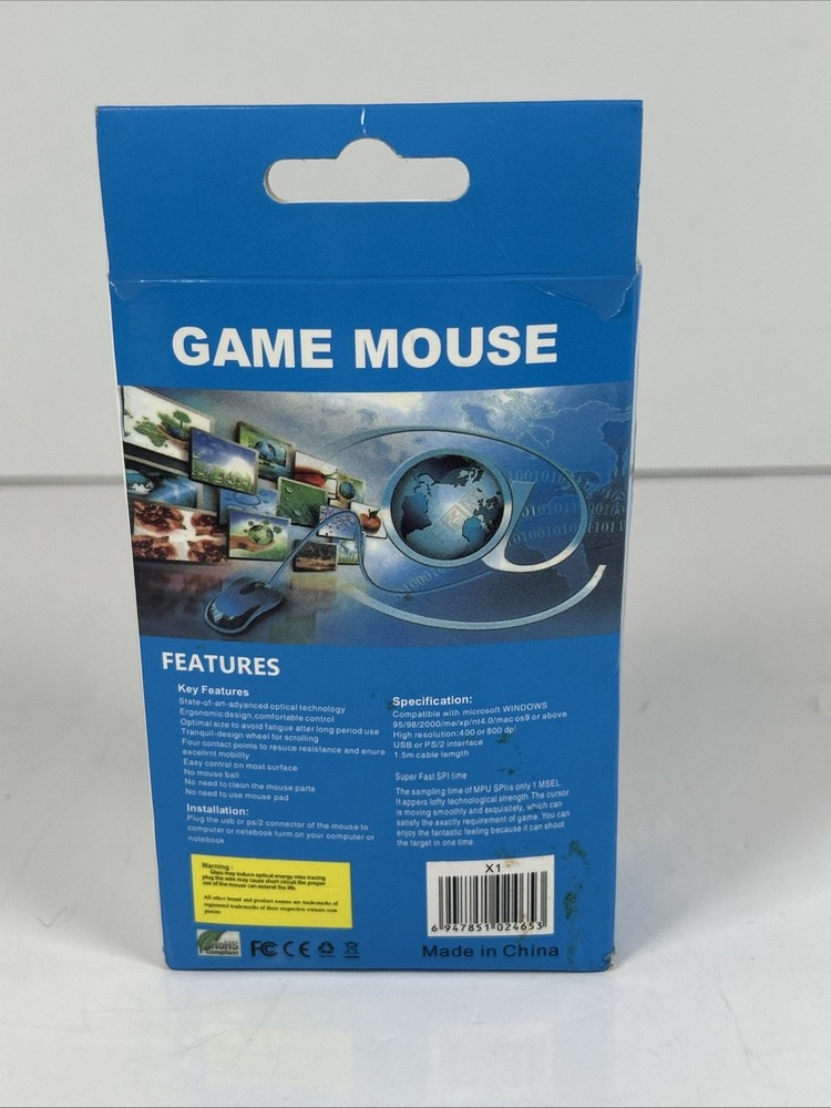 Rainbow Backlit Gaming Mouse (X1) Optical Wired, Changes Colors New Open Box