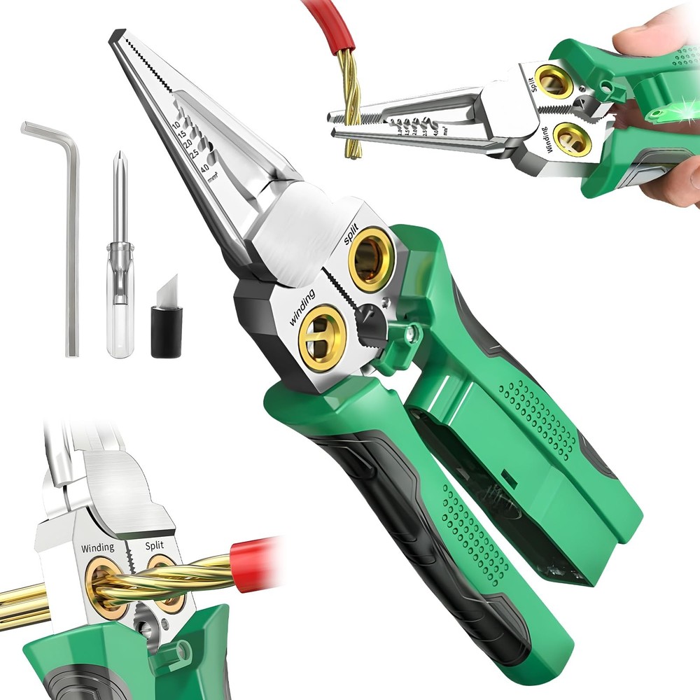 8 in 1 Wire Stripper with Voltage Tester, 2025 New Multi-function Green