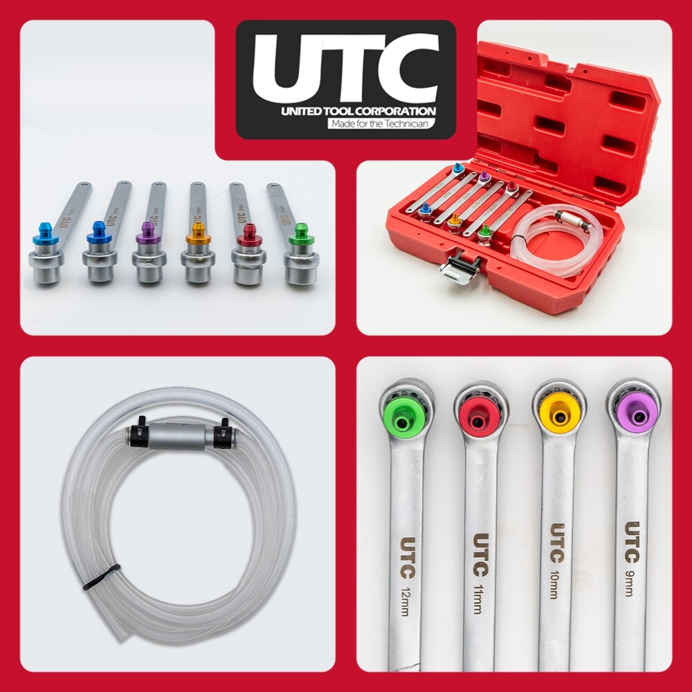 Brake Clutch Bleeding Tool Set Wrench Spanner Set Colour Coded 7mm - 12mm