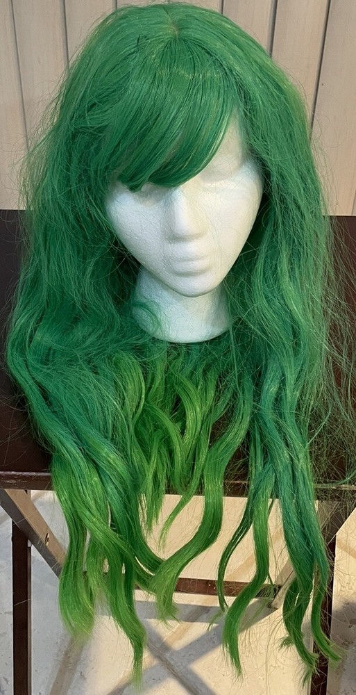 GREEN LONG WIG W/BANGS COSTUME ACCESSORY
