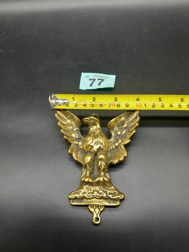 Antique cast solid brass eagle front door knocker 13.5 x 10.5cm #77