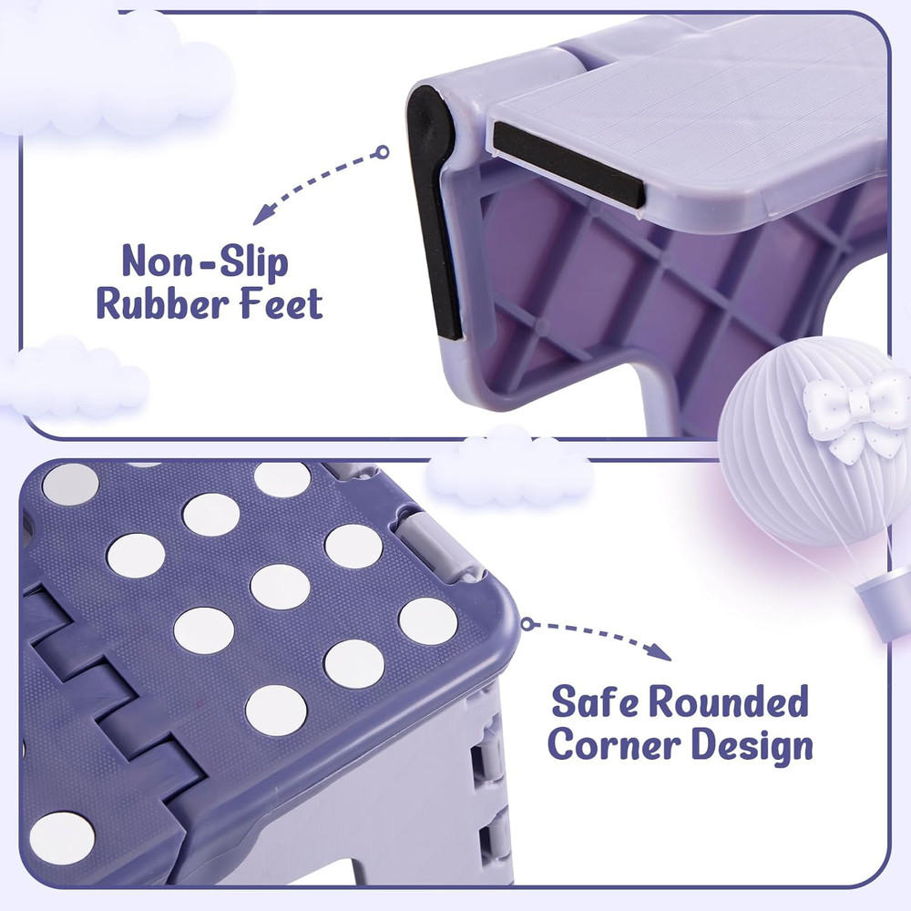 9 Inch Folding Step Stool 300 LB Capacity Plastic Foldable Step Stools for Kids