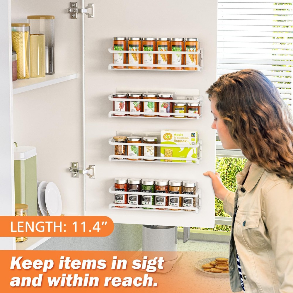 Bunoxea Spice Rack wall mounted 2 Pack, Space-Saving Spice Organizer for Spic...