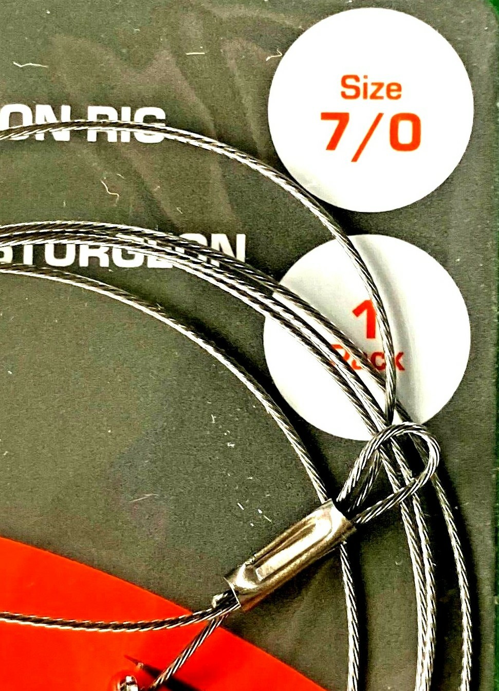 South Bend 5 PACKS Sturgeon Rig Size 7/0 Two Hook 36" Wire Leader STRG-70