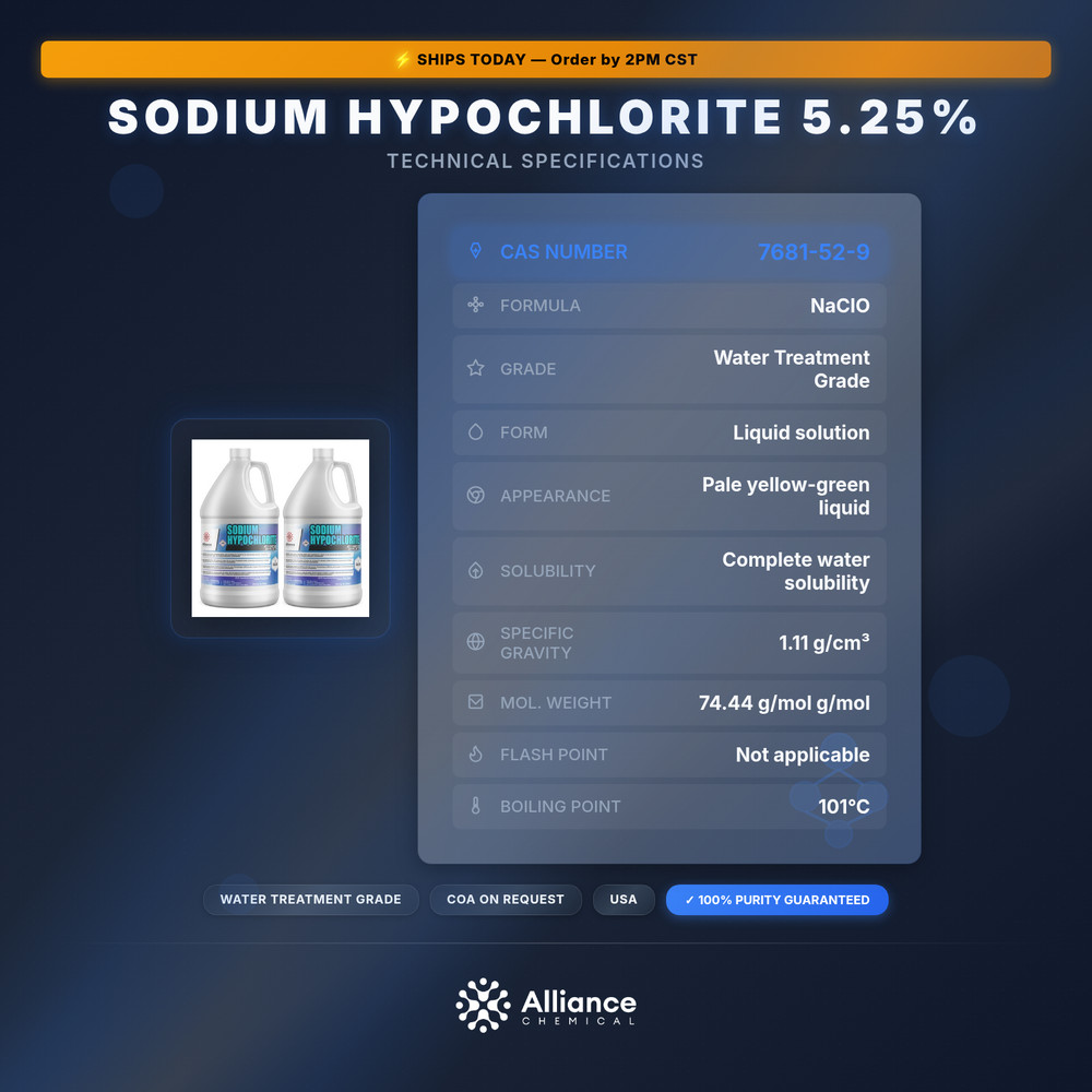 Sodium Hypochlorite 5.25% - 2 Gallons