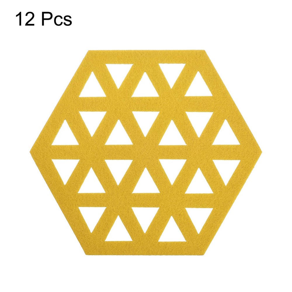 Felt Coasters 12pcs Hexagonal Coasters Coasters, Yellow
