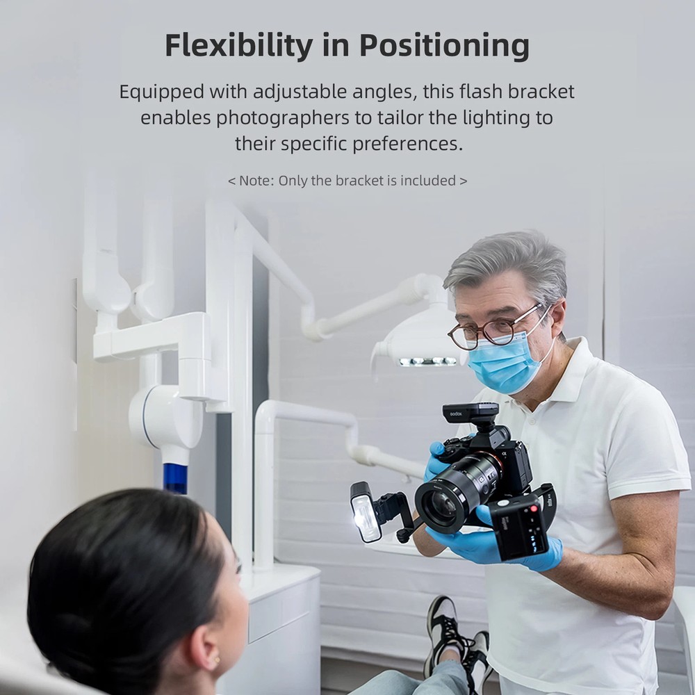 Dual Mount Arm Flexible Flash bracket Dentist-Specific Camera Stabilizer w/Case