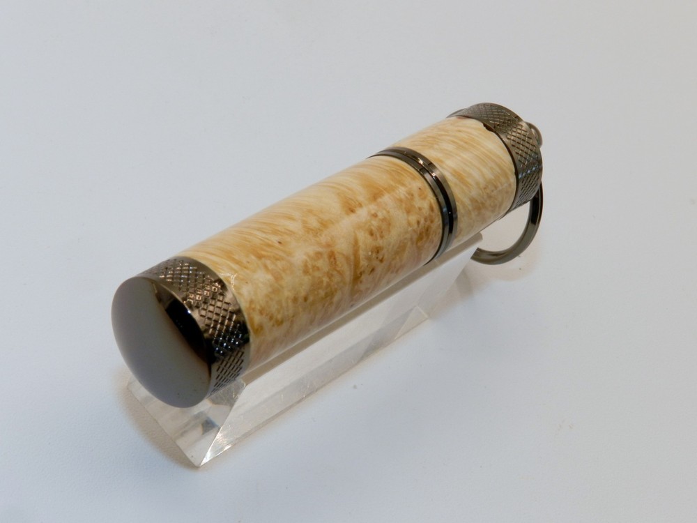 Handmade Key Chain Lighter w/ replaceable flint. Made from Box Elder Burl. #43