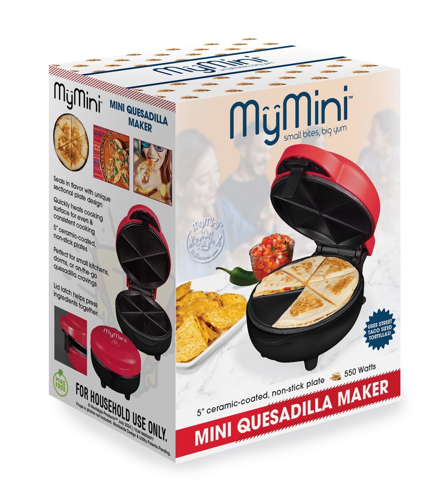 MyMini Street Taco Quesadilla Maker - PFAS Free , RED