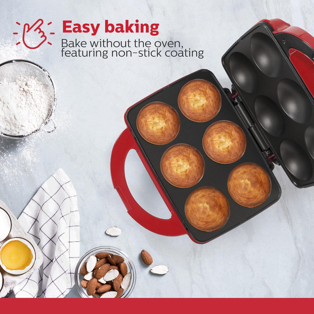 Non-Stick 6-Count Electric Cupcake Maker Machine – Bakes 6 Cupcakes, Muffins, Pi