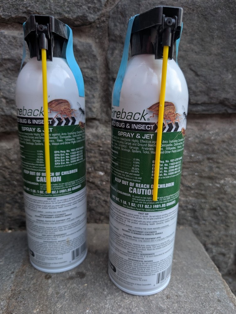 Two cans of Fireback Bed Bug & Insect Spray & Jet -Bed Bugs and Insects