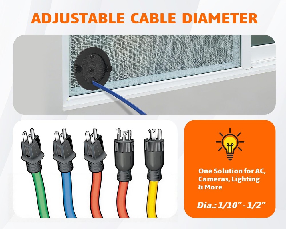 Window Screen Pass through Attachment - Bring inside Power Outside, for 1/10"-1