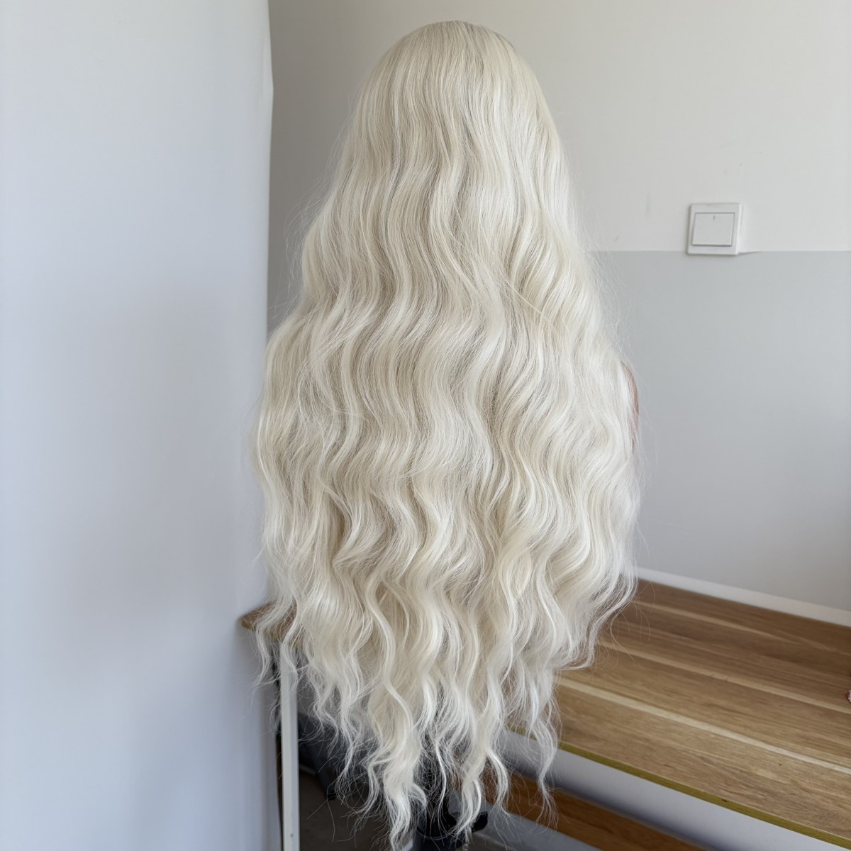 T Lace Front Wig Layered Synthetic Hair Heat Resistant Long Wavy Ombre Blonde