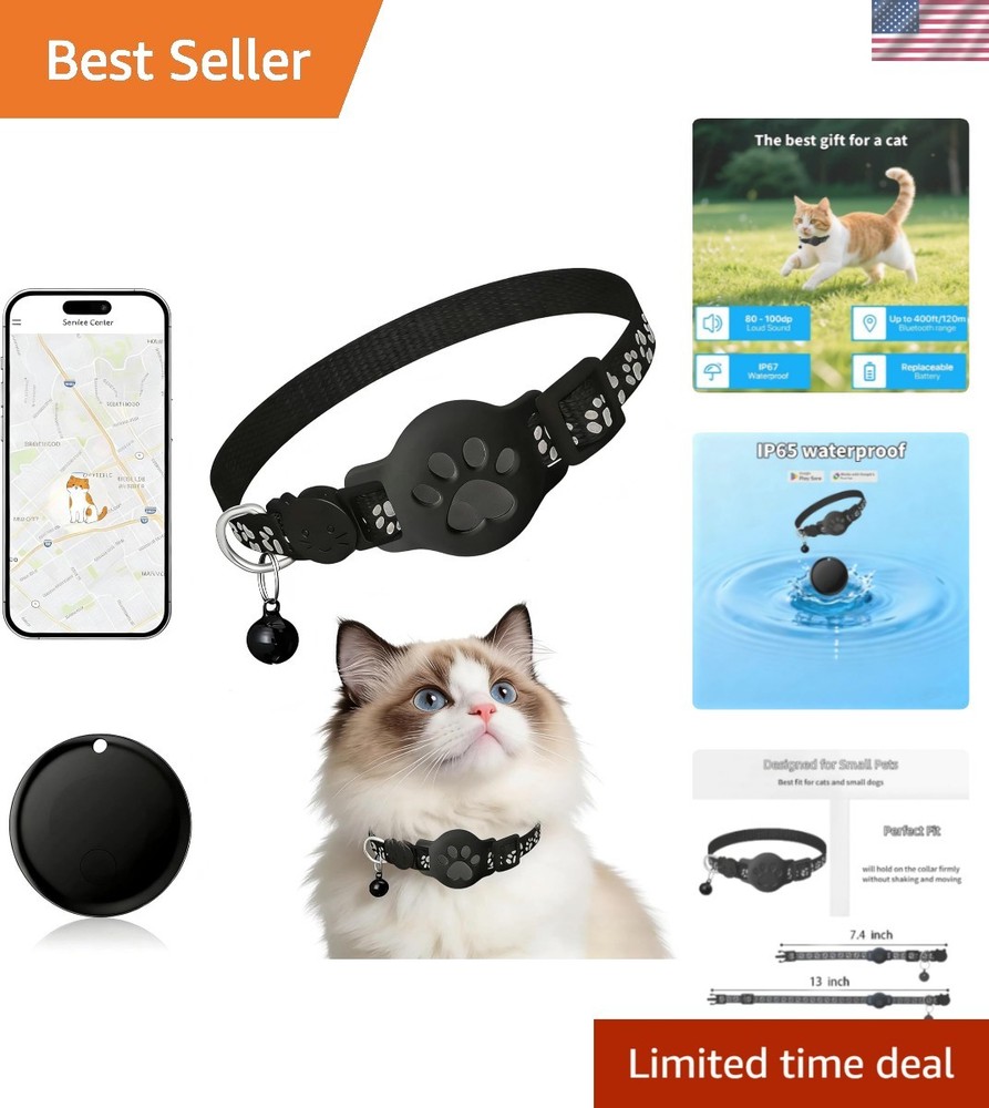 Smart GPS Cat Tracker - Lightweight, Waterproof Collar Compatible with Android
