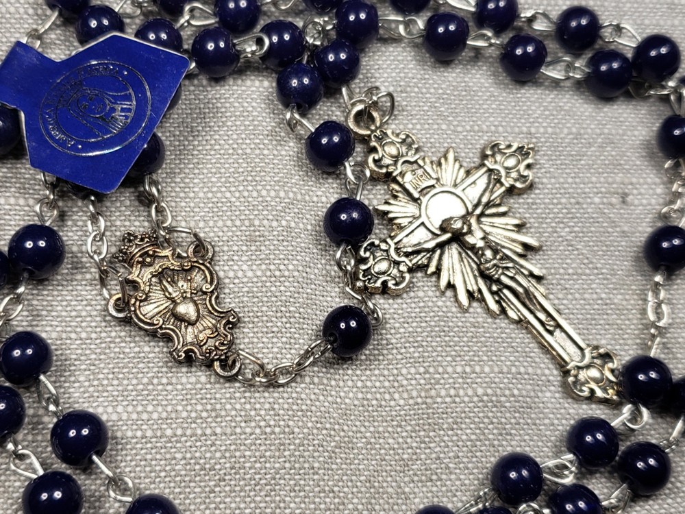 Beautiful Rosary Blue Beads Prayer Religious Christian Gift C10