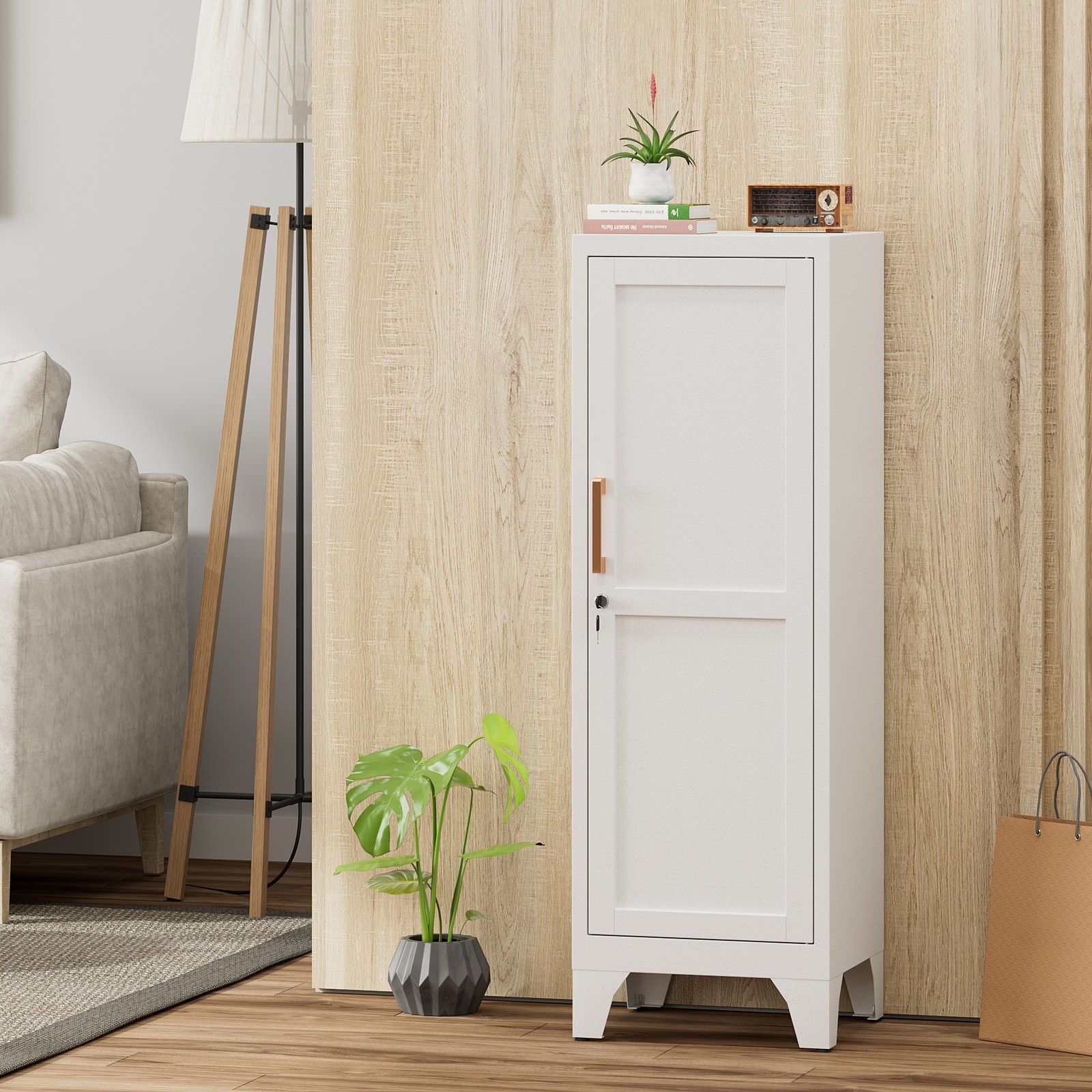 Metal Storage Cabinet with 2 Adjustable Shelves Home Office File Cabinet Locking