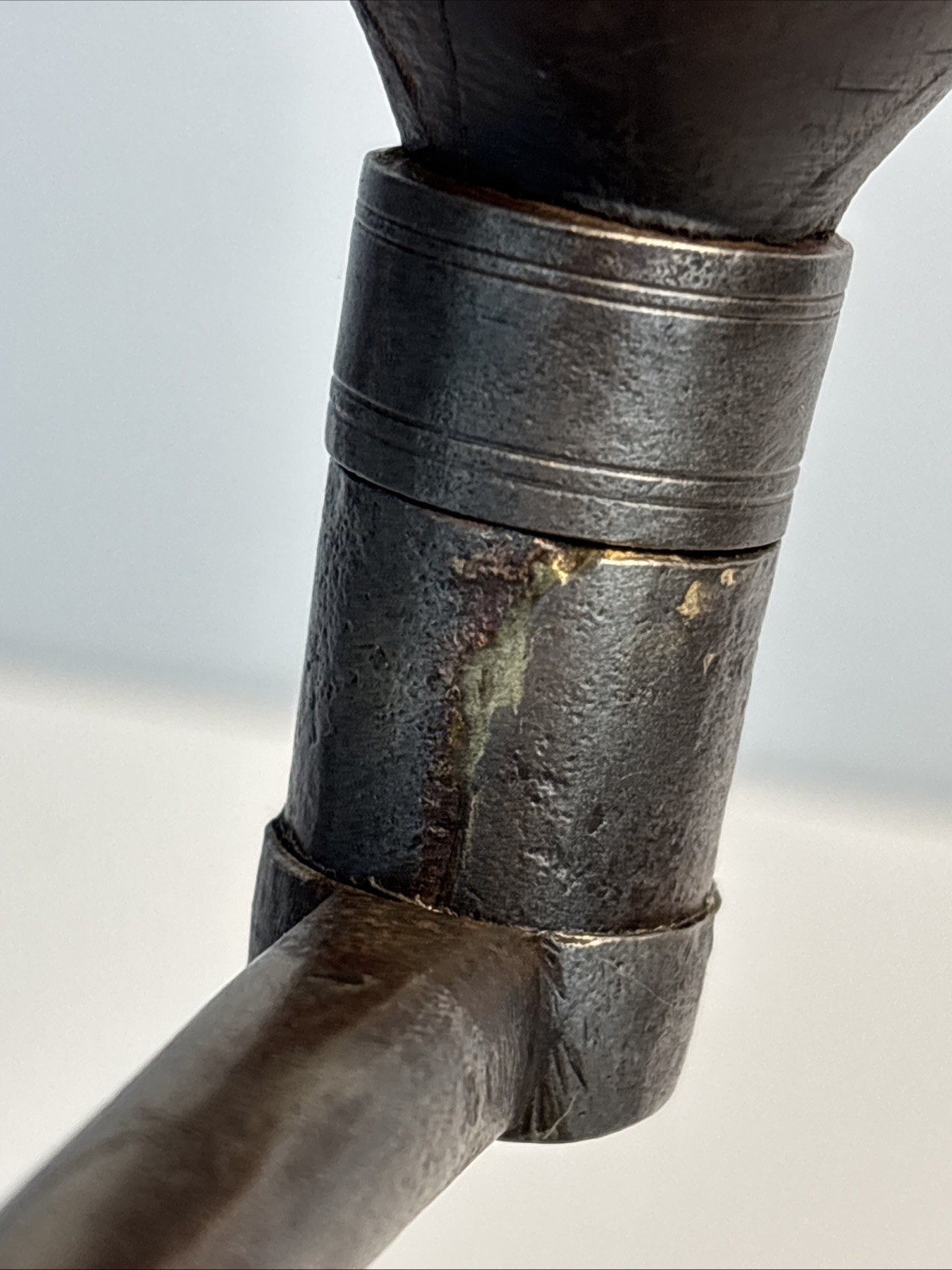 Antique I. RUDOLF Forged Carpenter Brace Drill Primitive Wood Brace