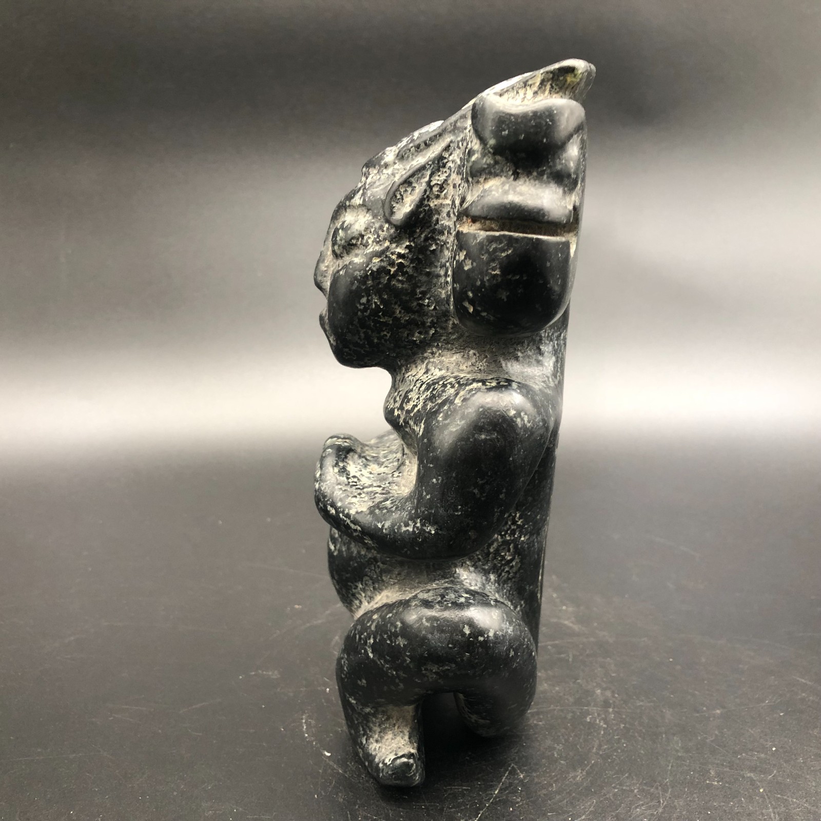 Old HongShan Culture Meteorite Jade Hand-Carved Sun God Helios Statue