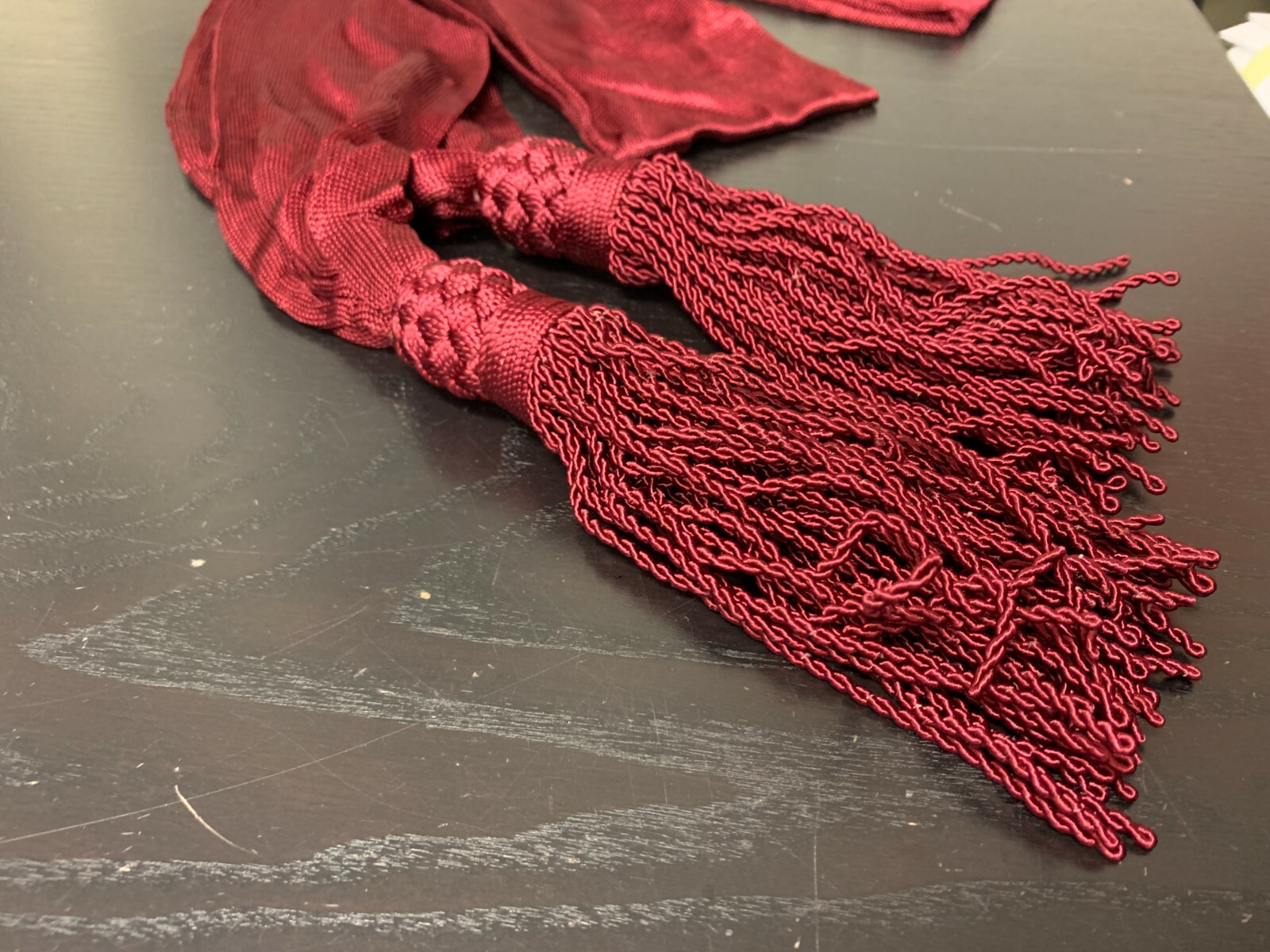 Civil War WINE / MAROON Colored Staff Officer SILK Sash - 90" long - NEW