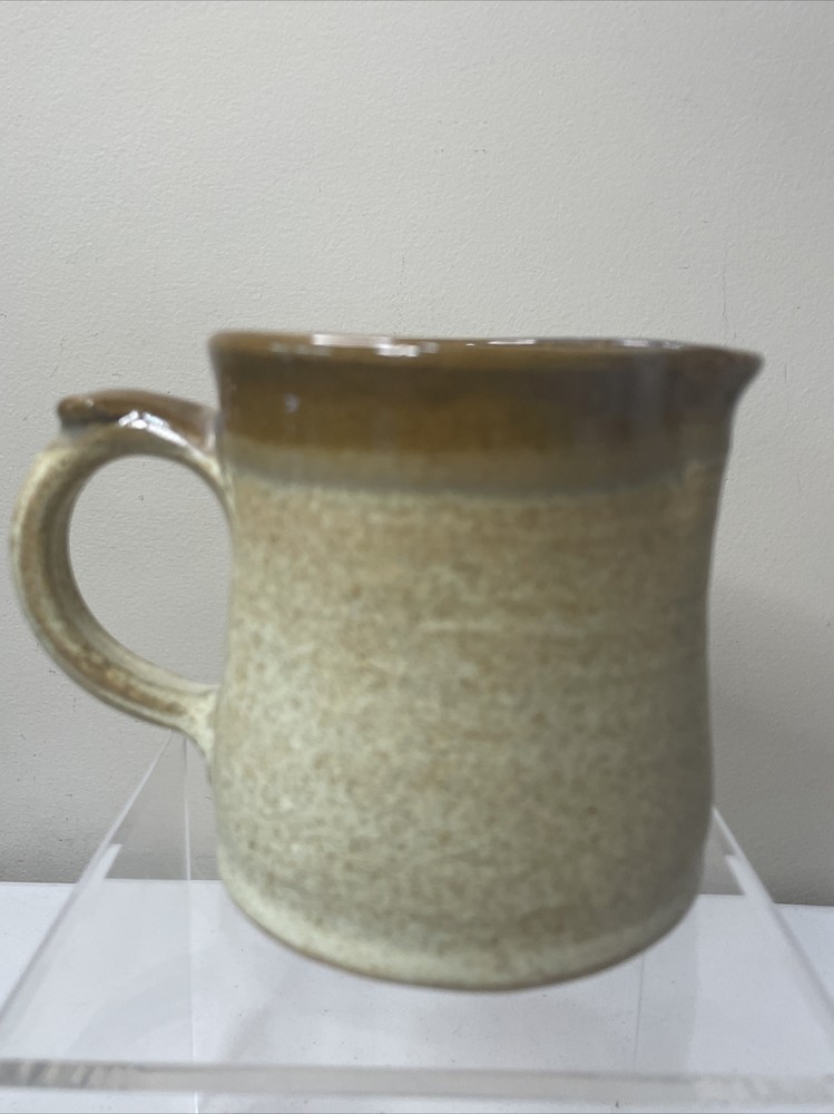 Signed Brown Tan Cream Pitcher Appledore Logo Dated 1982