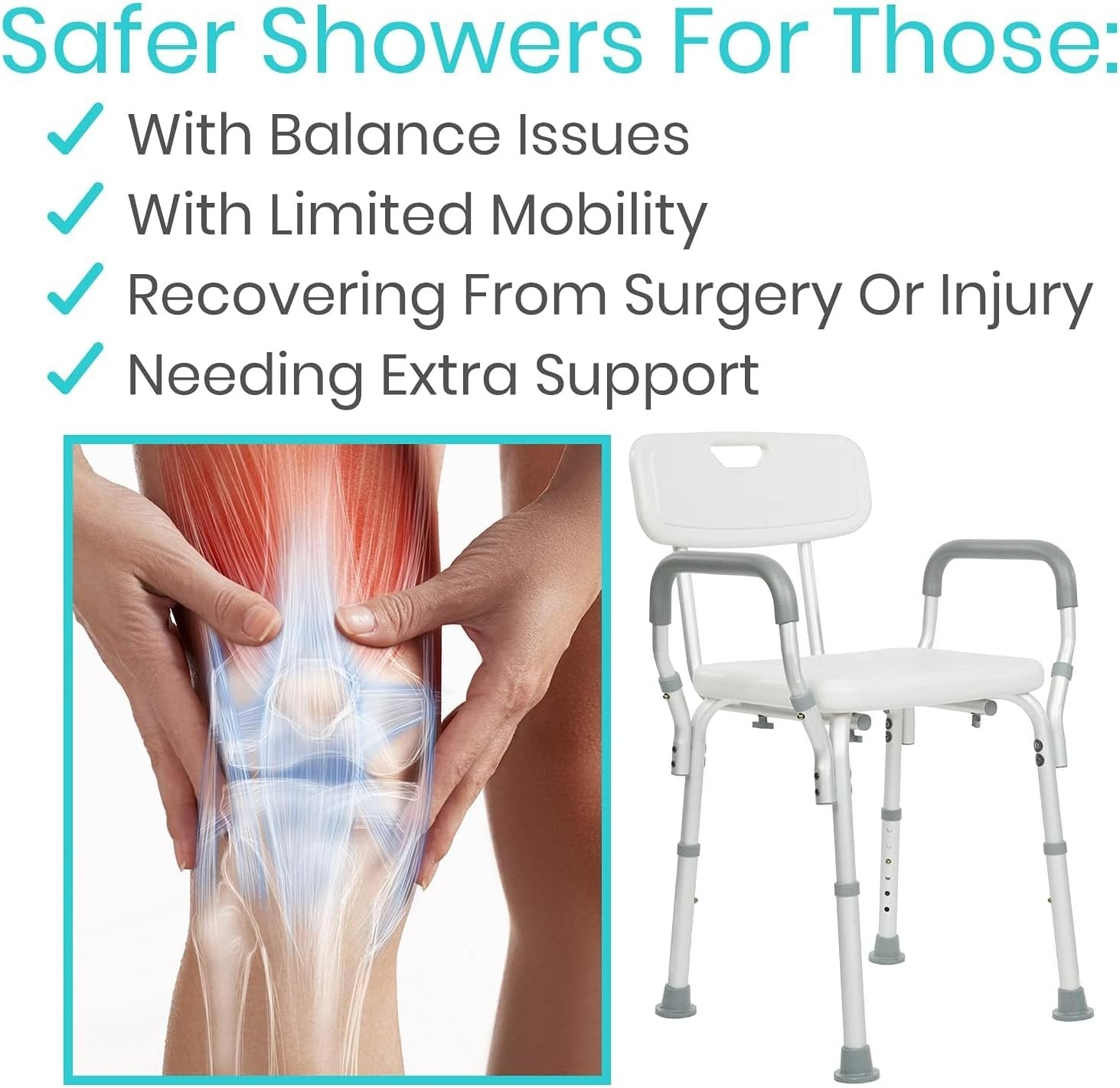 Rose HealthCare Shower Chair Bath Seat with Back and Arms