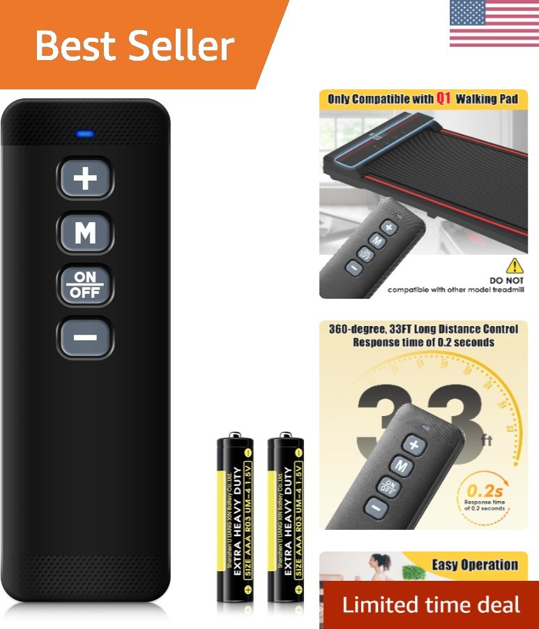 Treadmill Remote Replacement with 33ft Range – Compatible with Walking Pad Q1