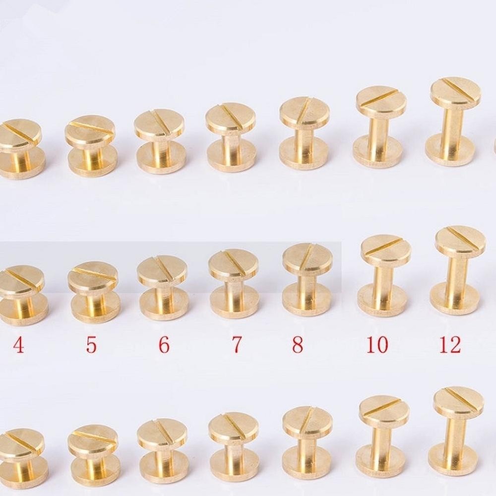 5/10Pcs Height 8mm Leather Craft Chicago Nail Brass Solid Rivets Stud Head A