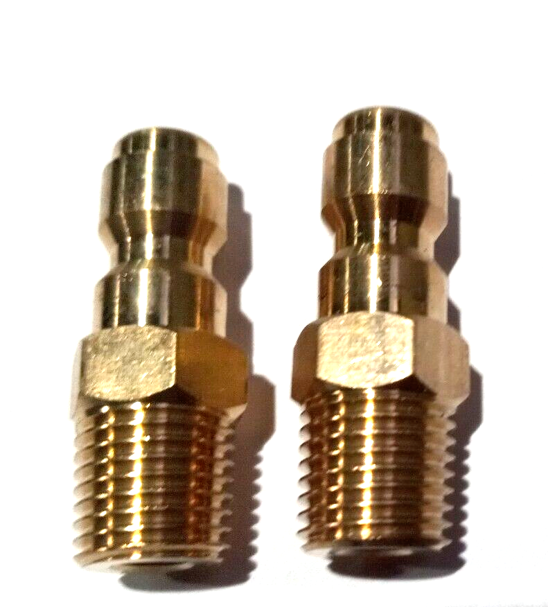 2 pcs. Pressure Washer Solid Brass Quick Coupler Plug, Nipple 1/4 Male NPT