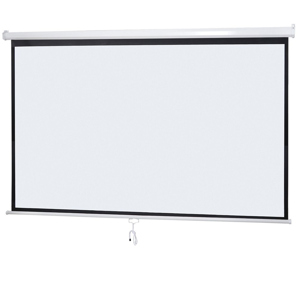 100" Diagonal Projection Projector Screen HD Manual Pull Down Home Theater 16:9