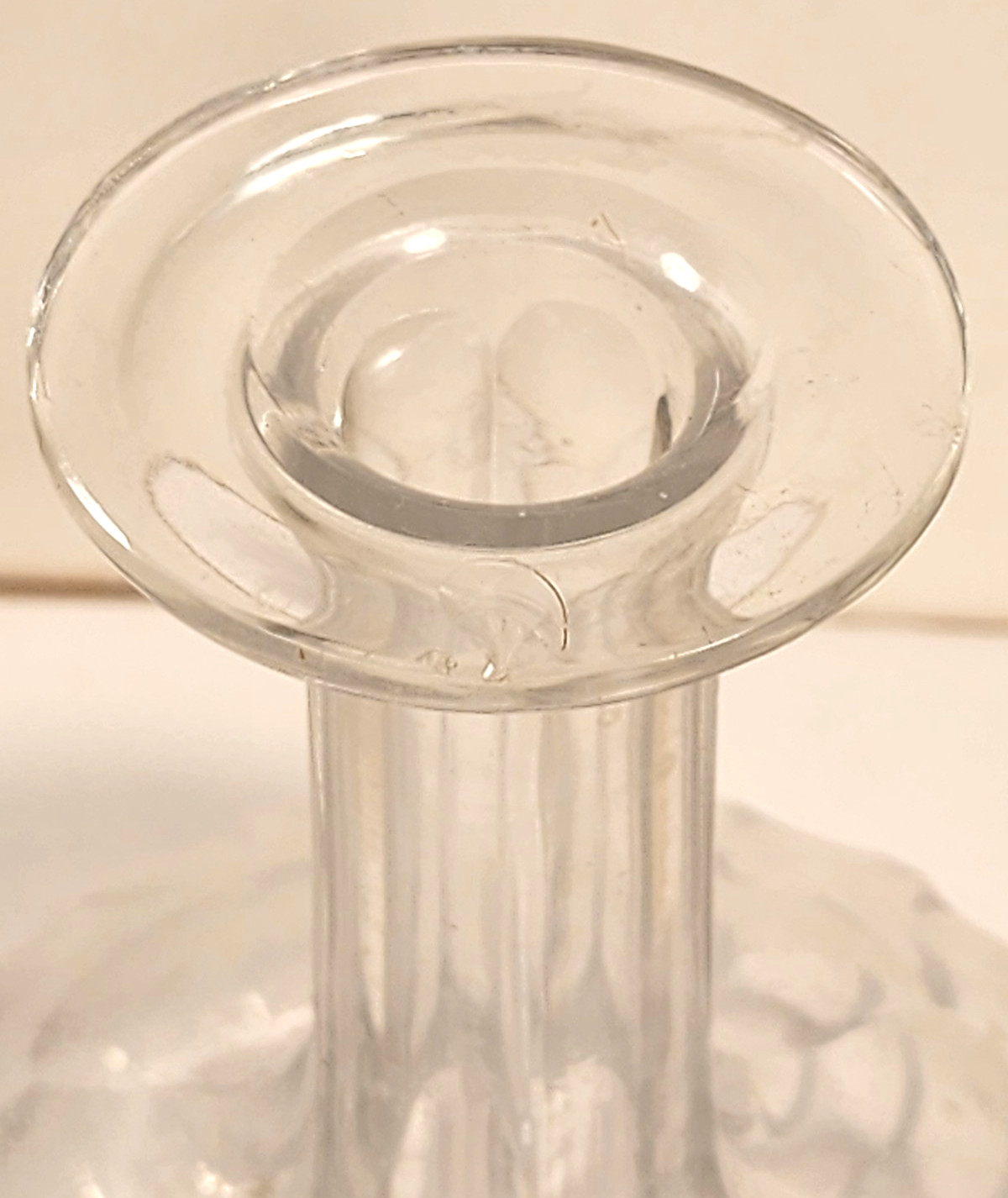 CUT GLASS DECANTER / BOTTLE with GORHAM STERLING SILVER STOPPER