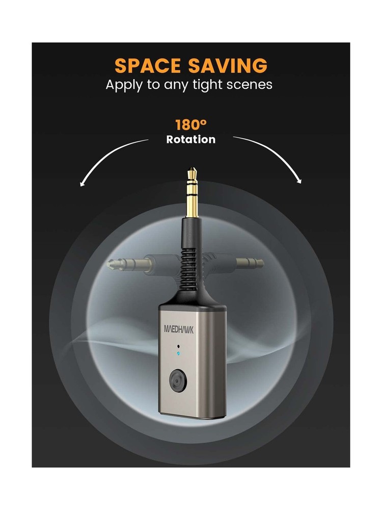MaedHawk Portable Bluetooth 5.3 Wireless Audio Receiver, Rotatable ... Fast Ship
