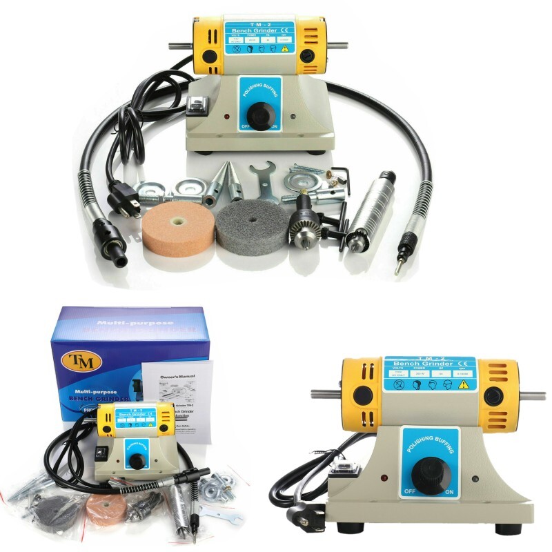 200W Mini Bench Buffer Polisher Jewelry Rock Polishing Grinding Buffer Machine
