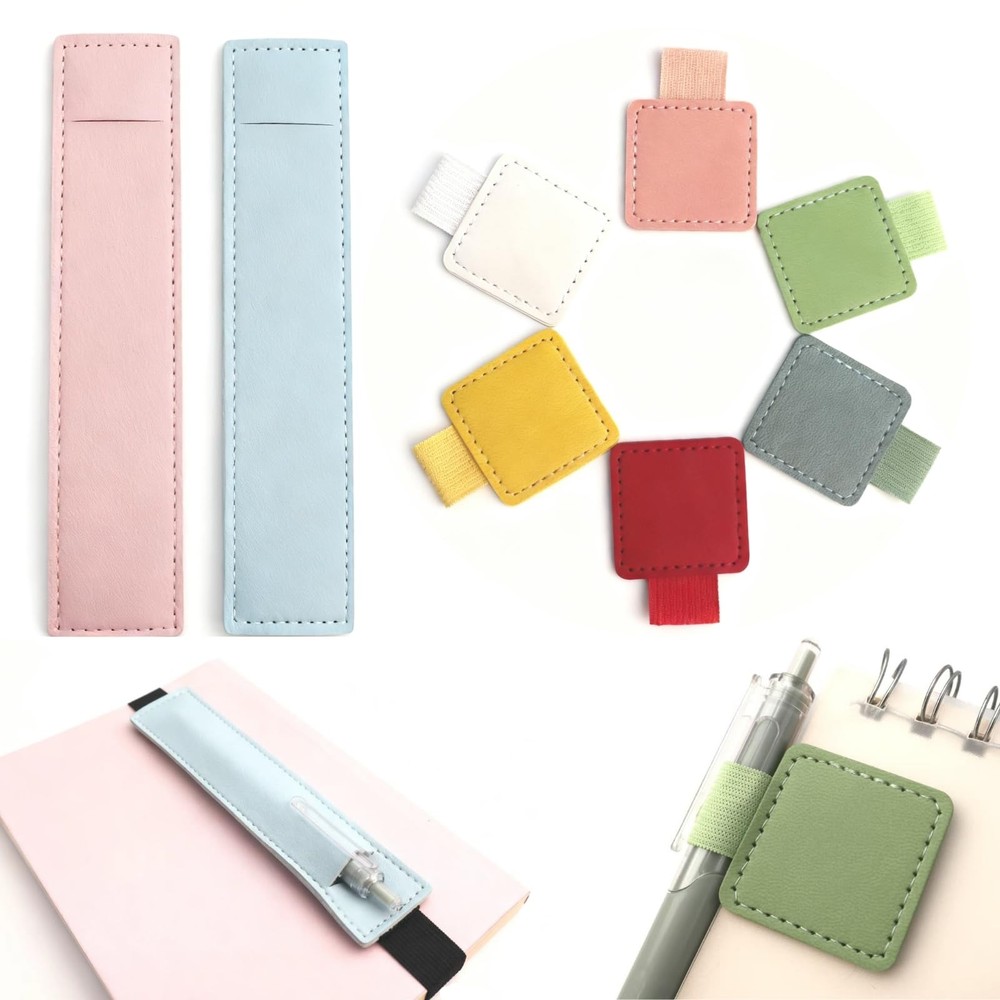 8 Pcs pen holder for notebook, include 2 Pack Adjustable Elastic Band Pen