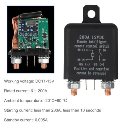 12V Remote Battery Disconnect Switch, 200A Battery Kill Switch with Remote