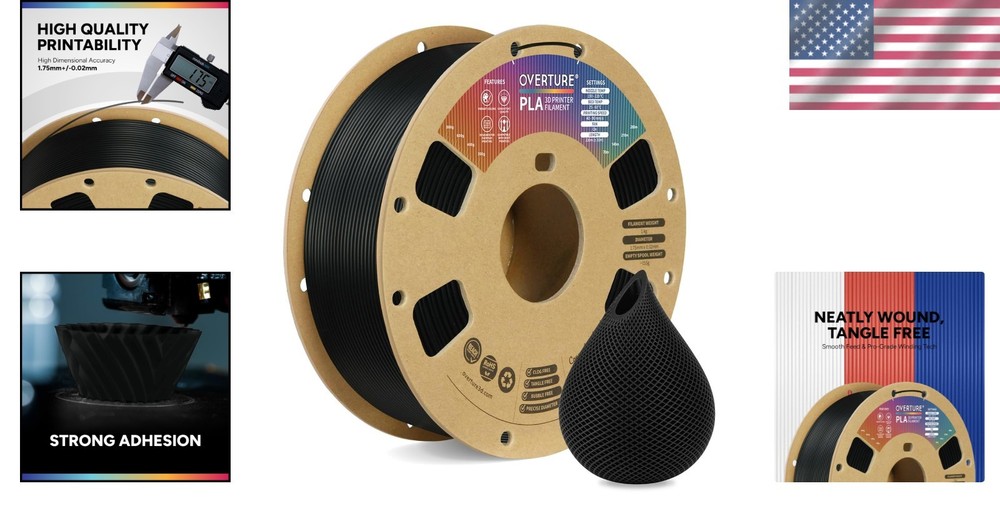 1.75mm 1kg PLA Filament - Dimensional Accuracy & Wide 3D Printer Compatibility