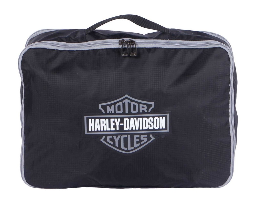 Harley-Davidson 3PC Expandable Packing Cube Set, Bar & Shield Logo- Black/Silver