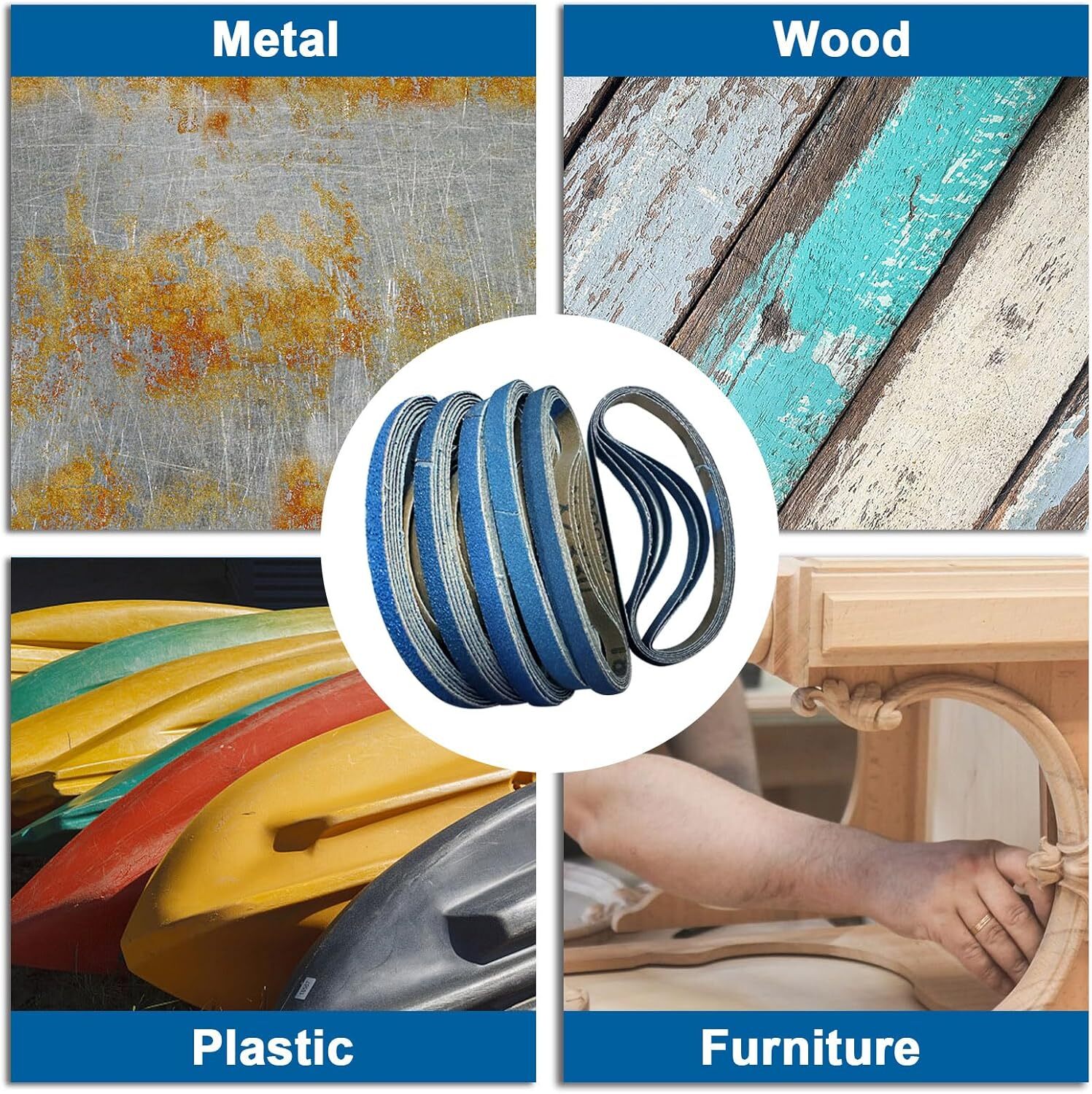 10x330mm Blue Zirconia Sanding Belts 40 Grit 3/8 Inch x 13 Inch For Belt Sander