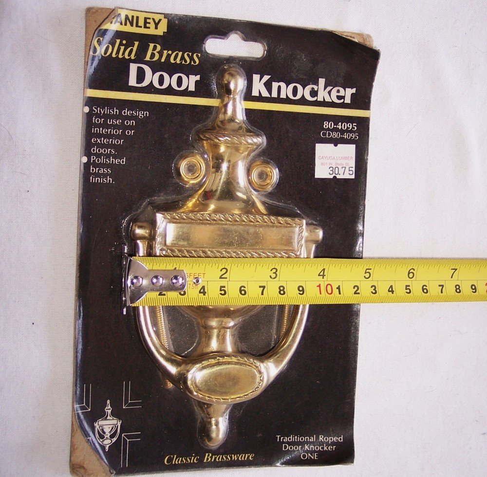 STANLEY Solid Brass Door Knocker 80-4095 Classic Traditional NOS Was $30.75