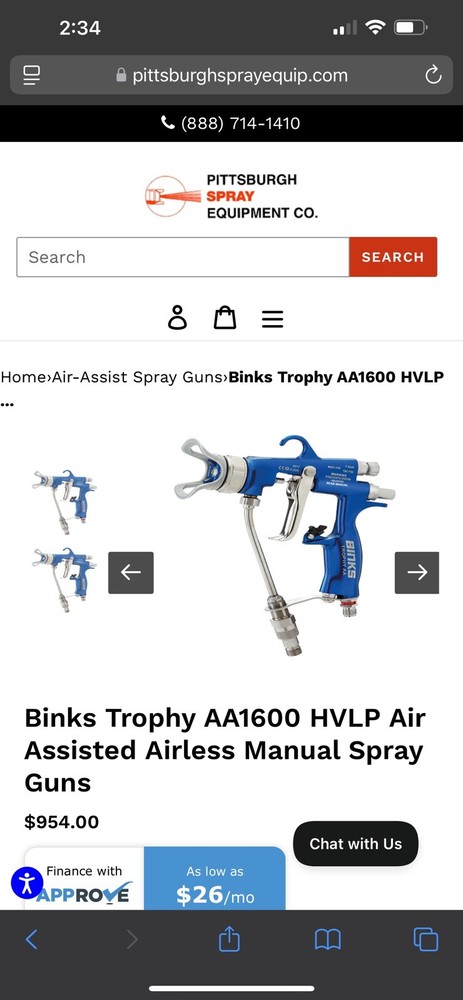2 Binks AA1600M Air Assisted Spray Gun