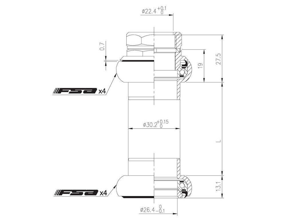 FSA Duron X 1" Inch Threaded Headset 22.4/26.4mm Sealed Bearings w/FSA Logo