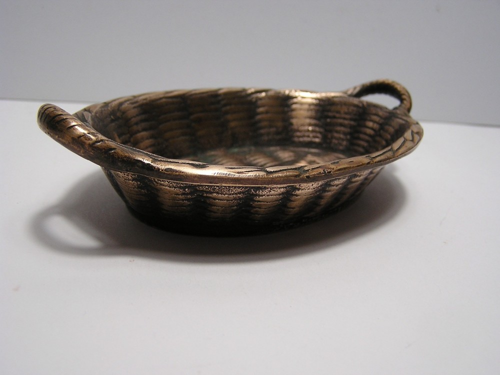 Vintage Solid Copper Basket Trinket Holder