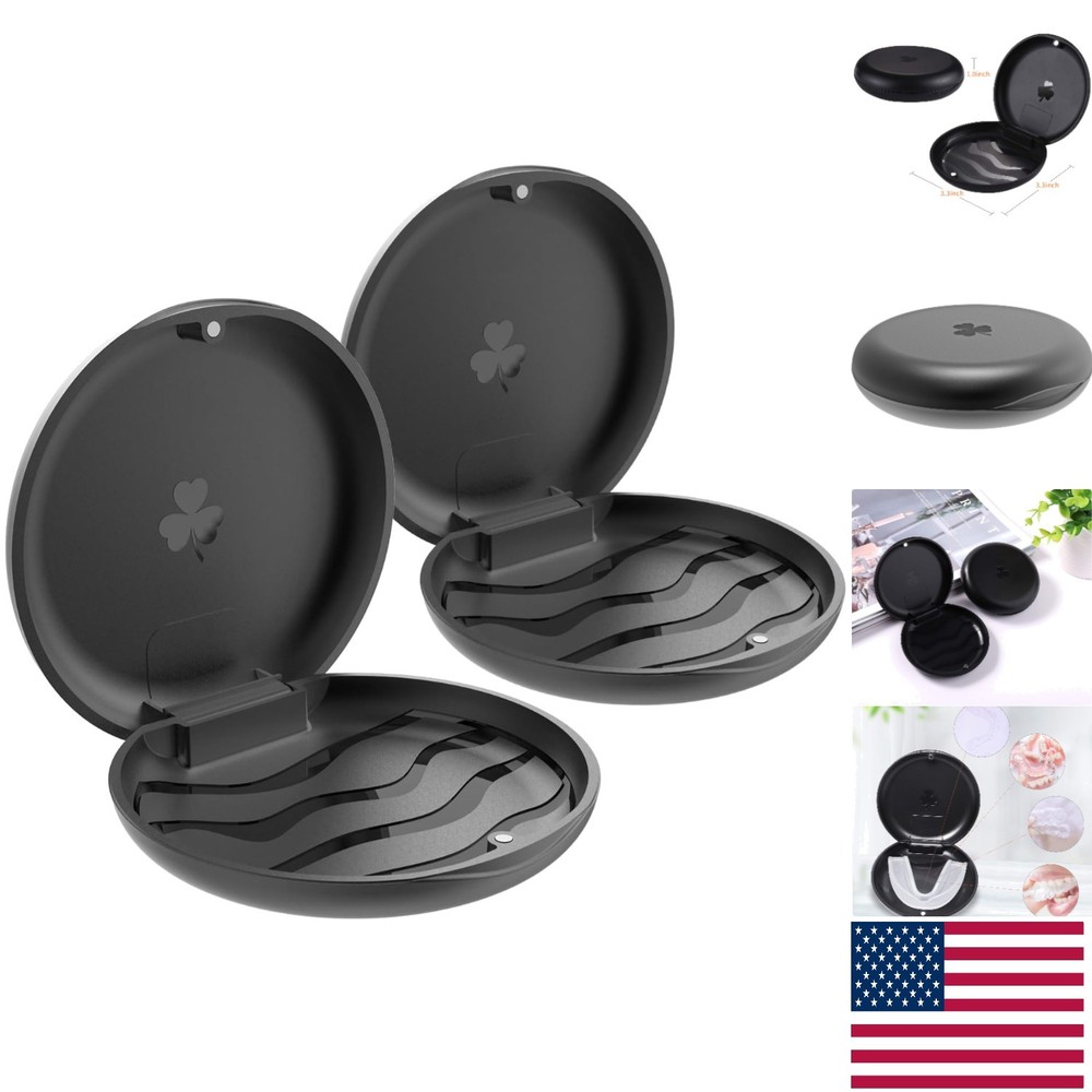 Durable Black Orthodontic Retainer Cases - Lockable & Easy to Clean (2 Pack)