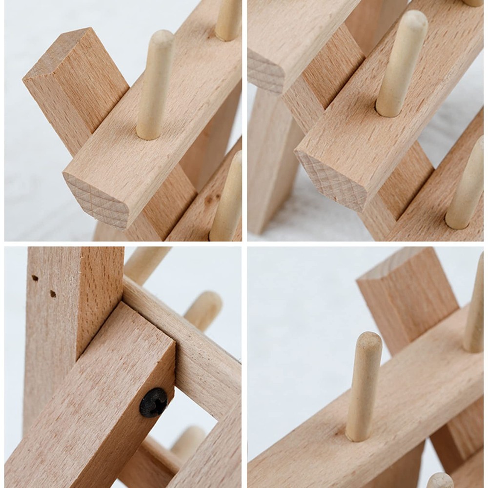 Wooden Thread Spool Holder Rack for 12 Spools Small Foldable Sewing Storage O...