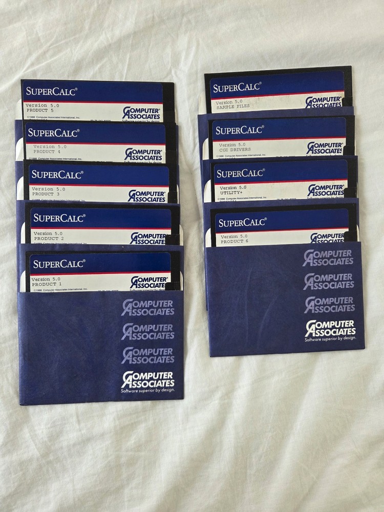Computer Associates SuperCalc 5.0 Software on 5.25" Floppy Disks