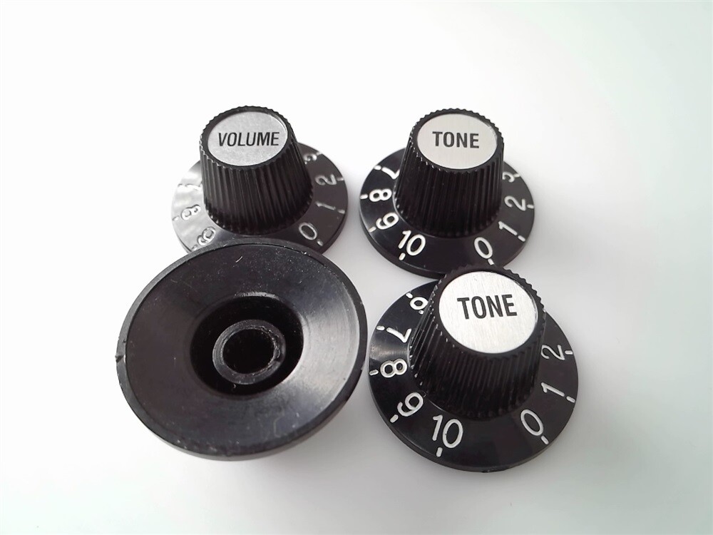True Custom Shop® 6mm Black Top Hat Tone/Volume knobs for Gibson Epiphone & LP