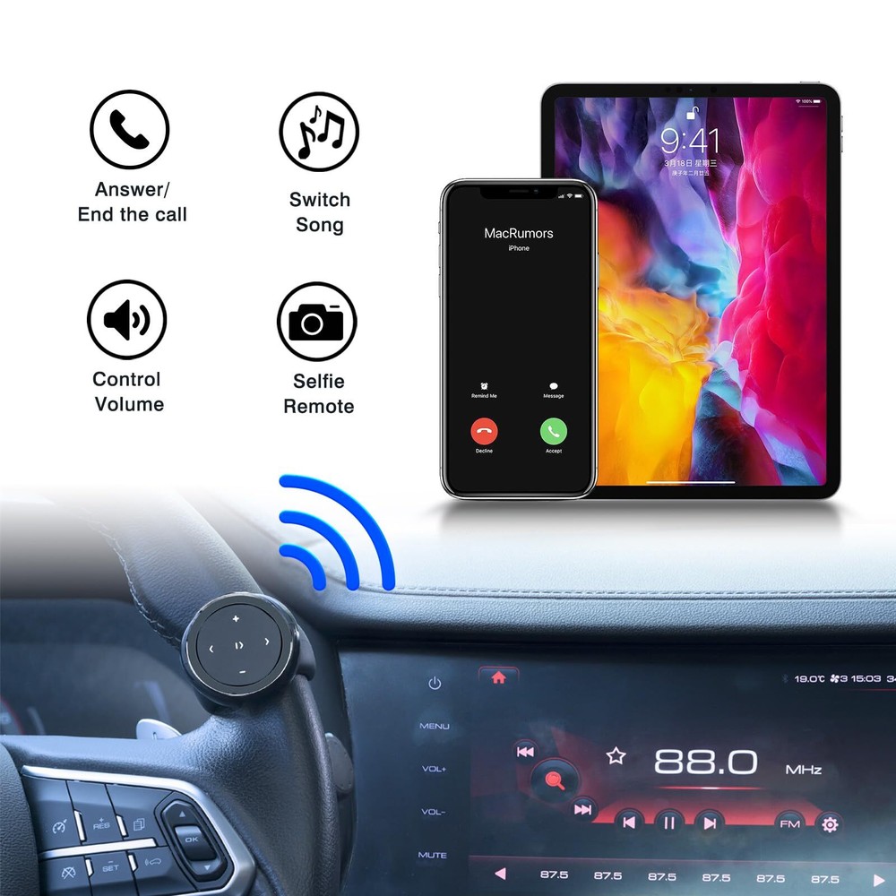 Wireless Bluetooth Media Control Button with Selfie Functionality