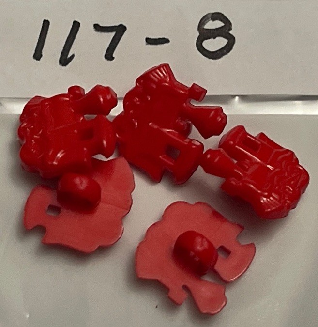 5 Red Plastic Train Children's Button Lot 117-8