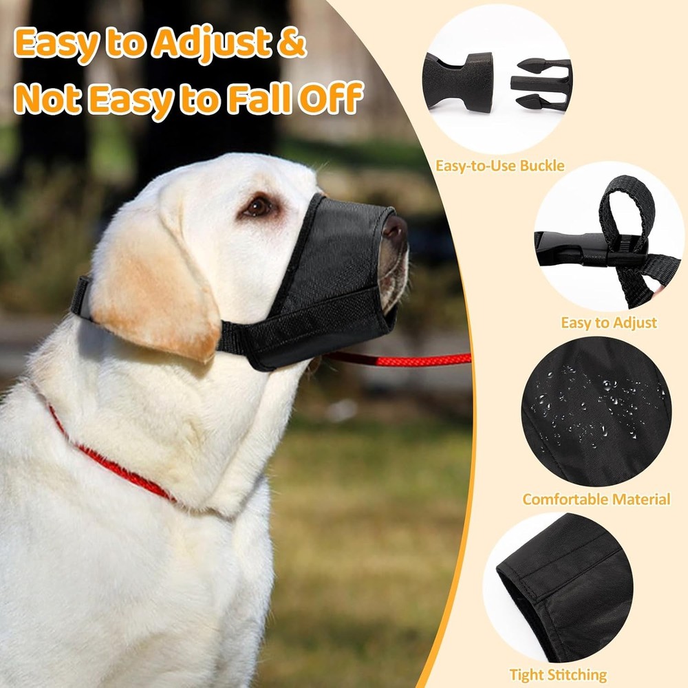 7PCS Adjustable Dog Muzzle Set - Soft, Comfy, Anti-Bite/Bark/Chew Cover