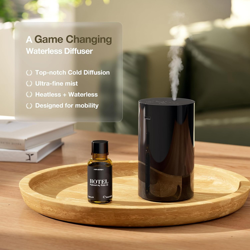 Waterless Essential Oil Diffuser, Battery Operated Aromatherapy Diffuser with 20