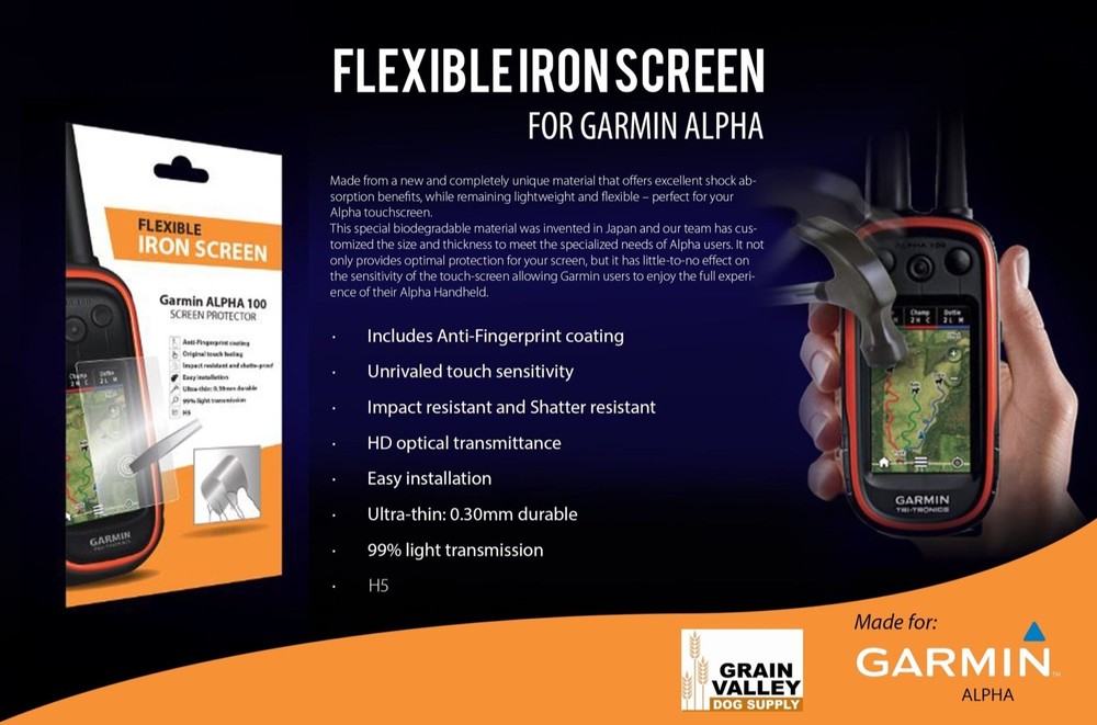 Garmin Alpha 100 Handheld Flexible Iron Screen Protector GVDS